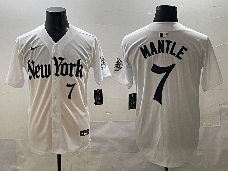 Men's New York Yankees Mickey Mantle #7 White Alternate Limited Jersey